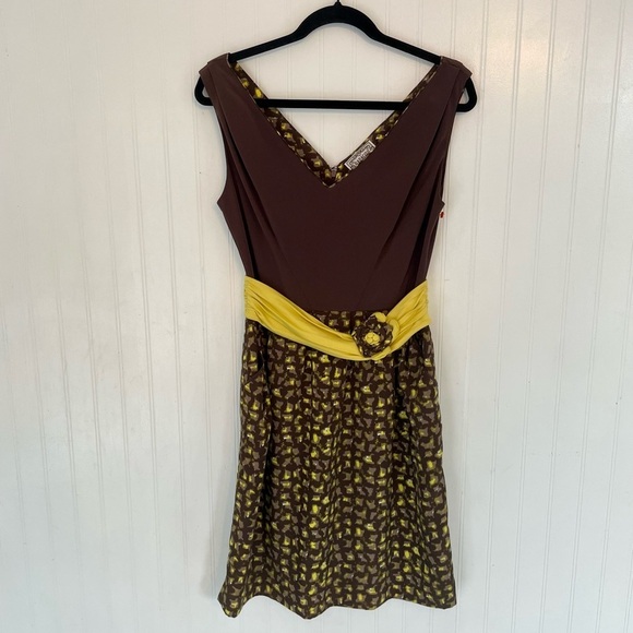 NWT Baraschi by Anthropologie Storm of Shapes Dress in Mocha and Sunshine - 6 - Picture 2 of 13